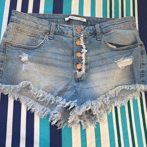 Celebrity Pink Light Blue Distressed Jean Shorts